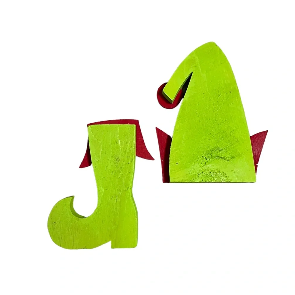 Christmas Decorations- Wooden Elf Hat and Stocking